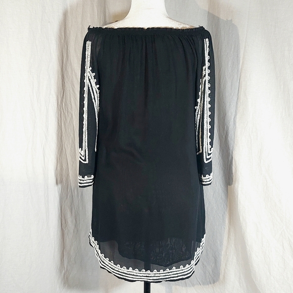 Zara black chiffon beaded boho tunic, M, EUC - Picture 3 of 10